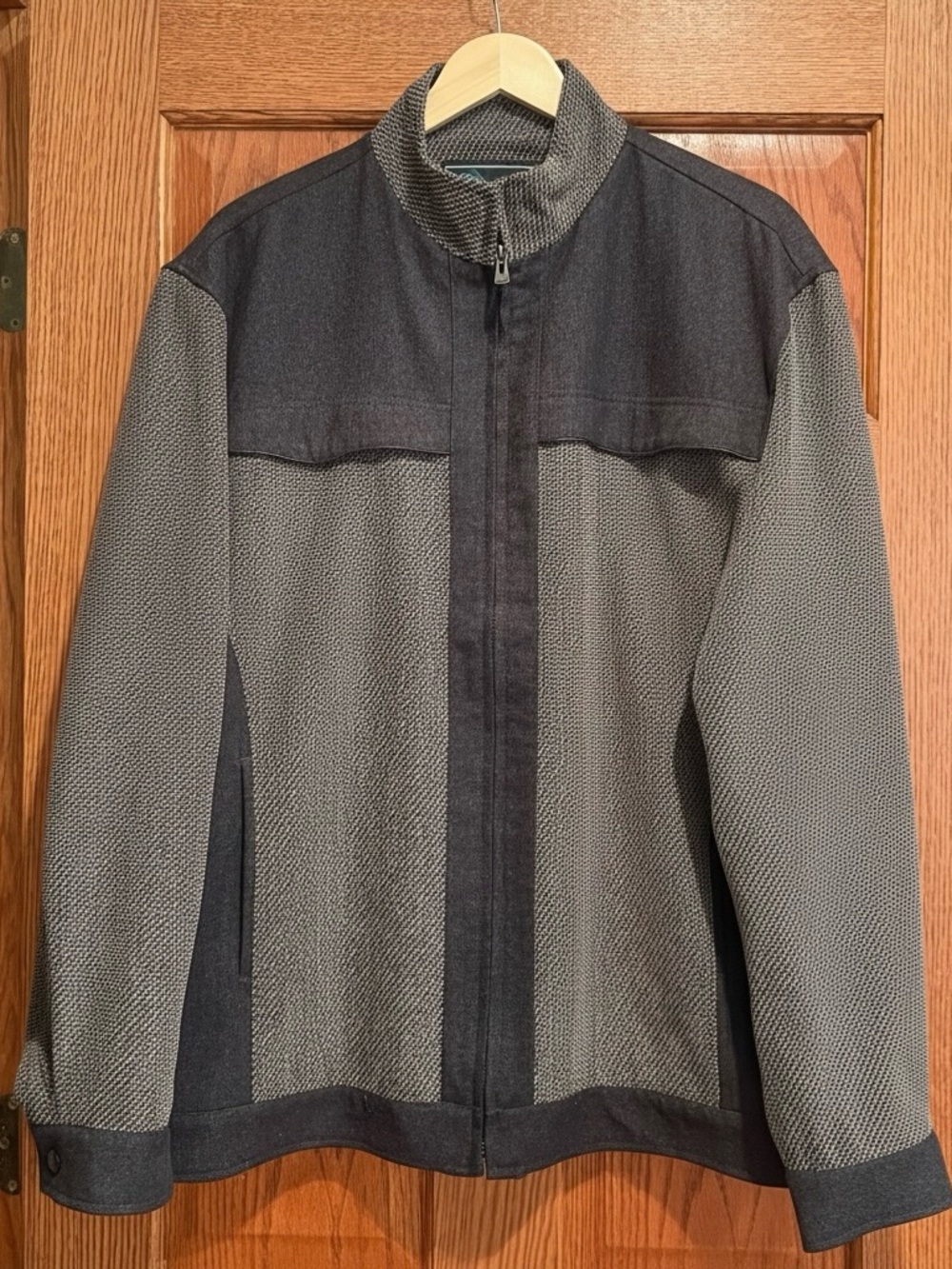 Liquid Men’s 3XL Wool Blend Jacket Gray Black Full Zip Colorblock Lined